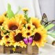 Fence Artificial Potted Flower Arrangement Sunflower Bouquet Floral Art Home Decoration Desktop Windowsill