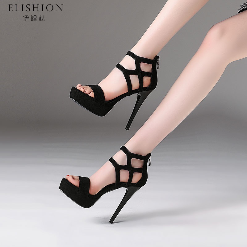 13cm Ultra-High Heel Sandals for Women with Thin Heels and Waterproof Platform, Model Runway Shoes, Sky-High Heels