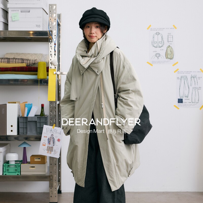 Deer and Birds "Lisbon Winter" 128g90 White Duck down Two-Color Detachable Hooded Stand-Up Collar down Jacket 7247 Deer and Birds "Lisbon Winter" 128g90 White Duck down Two-Color Detachable Hooded Stand-Up Collar down Jacket 7247