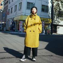 Deer and Flying Bird Japanese Retro Loose Wool Wing Coat Big Lapel Double Breasted Coat 2 Color 2486