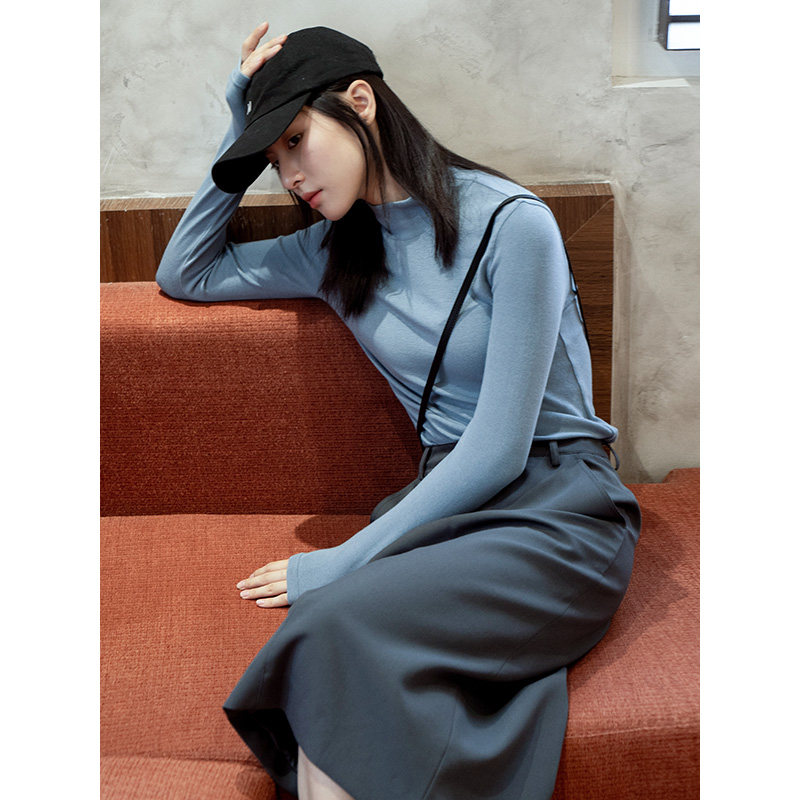 3 pieces 8 folded folded folded folder Basic skin warm T - shirt with a high collar with a U - collar 7 color 3827