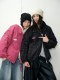 Deer and Birds blackpink back contrast printed silhouette two-color quilted cotton stand collar jacket 7033