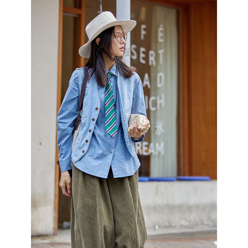 3 pieces 8 fold spring superimposed retro - baby cowboy vest 2 color 3914