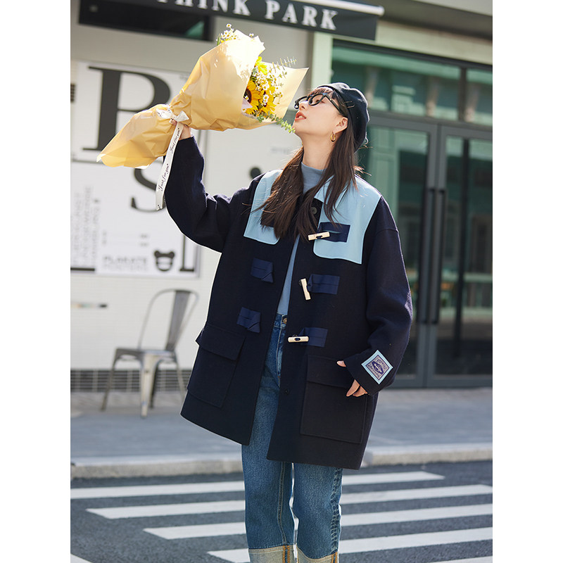 Deer and flying bird 60 wool parquet buffalo horn buckle with large coat of coat oat molka blueberry milkshake 3982-Taobao