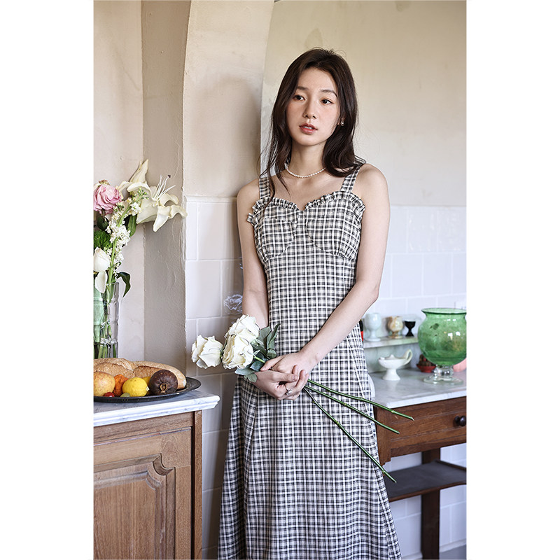 3 pieces 8 folded wooden ear grain A - word hanging sleeveless dress (summer sum) 4205