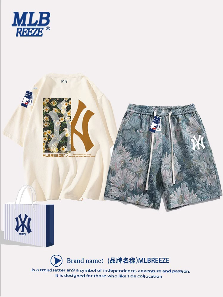 <!--MLBCLRENY运动休闲套装男夏季2024新款痞帅穿搭一整套短袖短裤-->