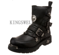17603 Devil Harley Men Knight Martin Boots Skull Leather Black USA Imported