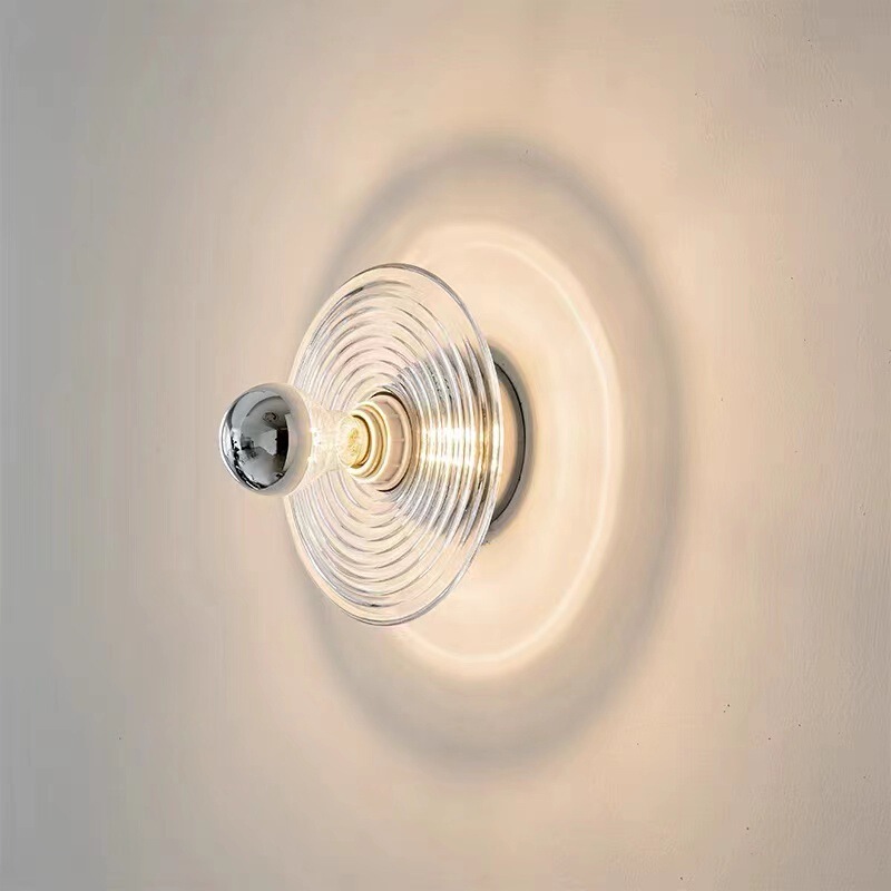 Designer Nordic Living Room Background Wall Lamp Bedroom Bedside Study Decoration Atmosphere Water Ripple Glass Art Wall Lamp
