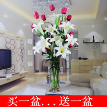 Simulation Lily set plastic flower wedding Rose decoration Flower home furnishings floral living room fake flower bouquet