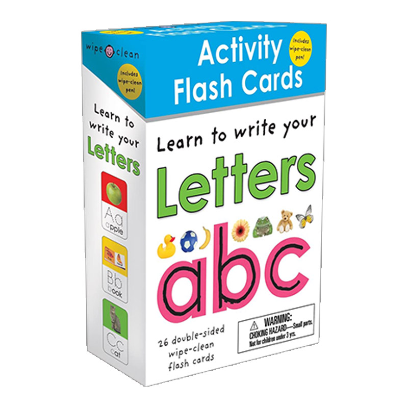 Wipe Clean: Flash Cards Letters 盒装26张赠擦写笔 儿童英文字母书写指纹活动卡片