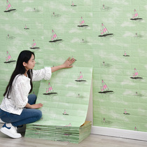 Wallpaper self-adhesive waterproof and moisture-proof 3D three-dimensional wall sticker foam brick wallpaper home childrens room bedroom wall decoration