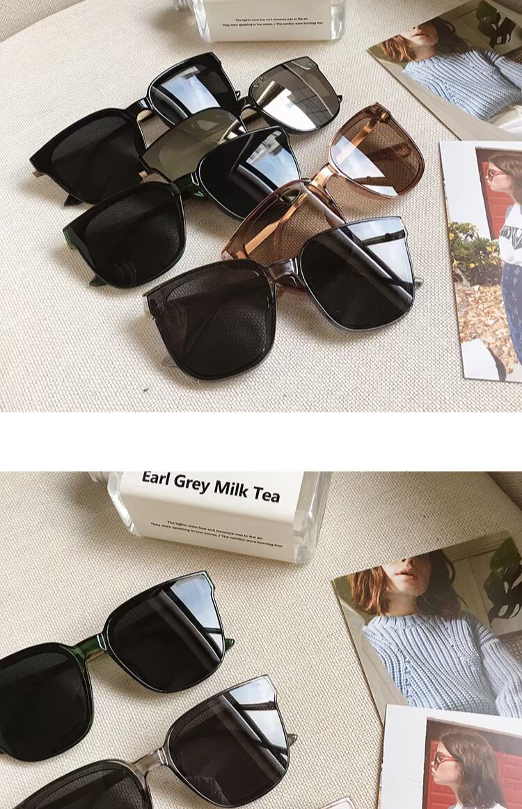 Ins net kính râm màu đỏ nữ phiên bản Hàn Quốc của xu hướng chụp ảnh đường phố 2018 mới retro phong cách Harajuku mặt tròn kính râm hộp lớn nam kính cận