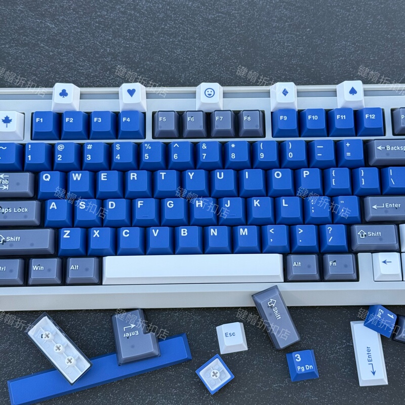 Wooting Samurai Blue Semi-Transparent Keycaps 163 Keys Small Full Set Large Leaf Cherry Profile Abs+Pc Keycaps