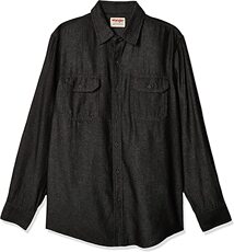 Рубашка мужская wrangler 威格美国专柜正品 男士黑色牛仔布纯棉宽松长袖衬衫