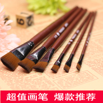 Nylon gouache oil painting pen Hand-painted textile) acrylic) Watercolor painting beginner paint brush 6 sets