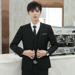 Suit suit men's slim business casual professional formal dress groom groomsman wedding dress work solid color small suit