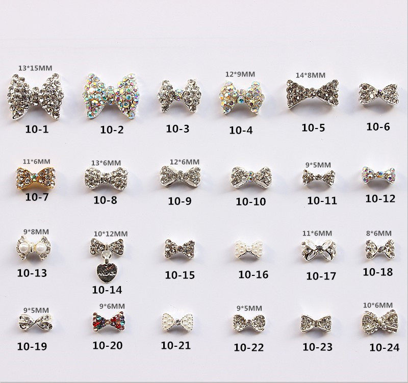 Medecor metal alloy decorations 10) large number butterfly knot AB water drill phototherapy nail supplies bridal drill accessories