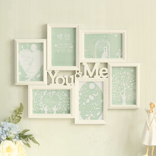 照片墙欧式相框墙创意过道餐厅玄关装饰6寸相框组合美式相片墙