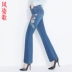 Bài hát Fengzi mùa hè 2018 gió quốc gia thêu hoa micro-la jeans của phụ nữ quần dài cỡ lớn 3271 - Quần jean thoi trang nu Quần jean