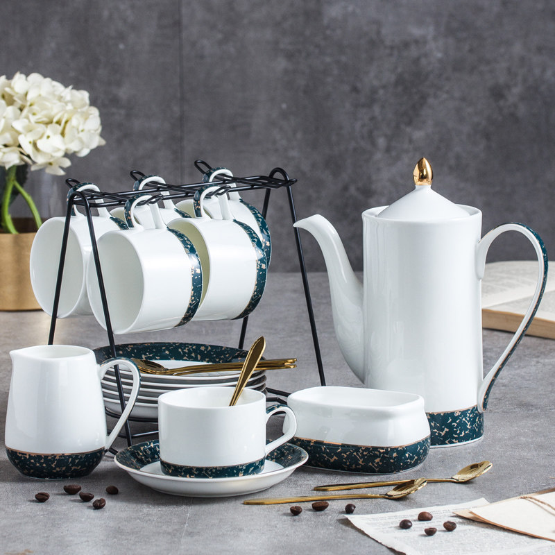 European-style coffee cup set small luxury simple household Phnom Penh afternoon tea set with dish holder spoon pot coffee set