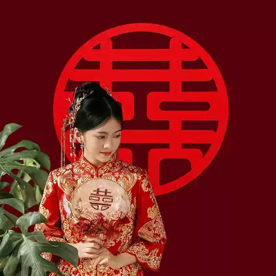 Wedding supplies Daquan wedding room decoration wedding decoration door stickers small large door red Double Happy copybook paper