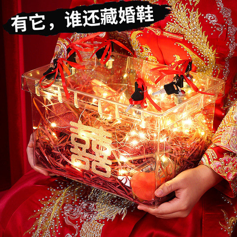 Wedding Supplies Great Total Hide Shoes Box With Lock Wedding whole person to pick up the pro game Props Online Red Toy God
