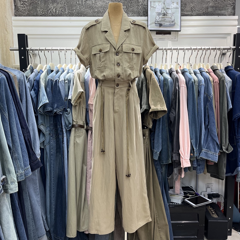 Casual and Comfortable Cotton and Linen High-Waisted Wide-Leg Jumpsuit for Women, Slimming and Elegant Straight-Leg Workwear Style Jumpsuit