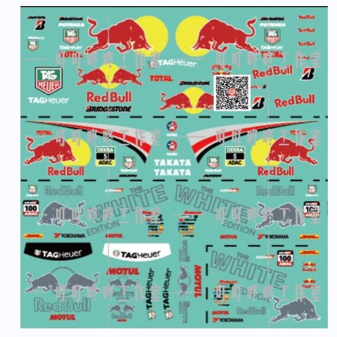 Red Bull Painted Small Scale Car Model Modification Decals Hot Wheels/Matchbox/Domeka/Minigt1:64 Red Bull Painted Small Scale Car Model Modification Decals Hot Wheels/Matchbox/Domeka/Minigt1:64