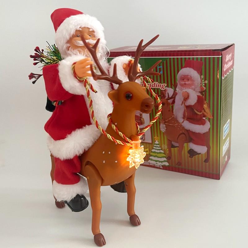 Electric Musical Santa Claus Riding Reindeer Electric Doll Children's Toy Gift Christmas Decoration Christmas Gift