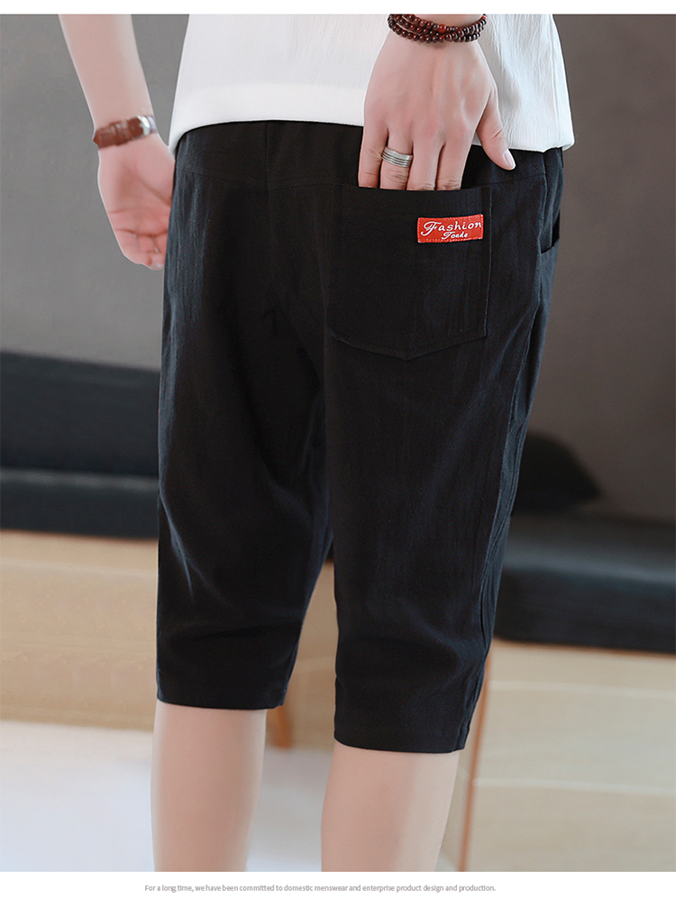 Cắt quần nam mùa hè hè quần short mùa hè 7 điểm quần trên đầu gối quần cotton linen linen thoáng khí phần siêu mỏng