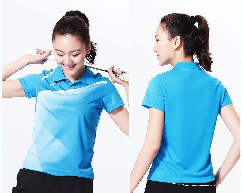 Trung quốc Li Ning ngắn tay Polo áo sơ mi nam thể thao nhanh chóng làm khô áo mùa hè cầu lông quần áo ve áo T-Shirt nữ 2018 new