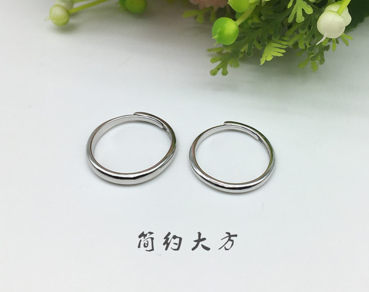 Nhẫn chữ bạc sterling tùy chỉnh Cặp đôi bóng loáng trên nhẫn nam và nữ sinh viên một cặp Nhật Bản và Hàn Quốc đơn giản và hào phóng có thể điều chỉnh nhẫn vàng nữ