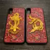 Big lacquer lacquer clear color one-piece three-color dragon and phoenix lacquer mobile phone protective case iPhone6 6s 7 8Plus X