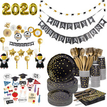 2021 graduation party decoration tableware paper cup School layout balloon photo props pull flag stage layout background