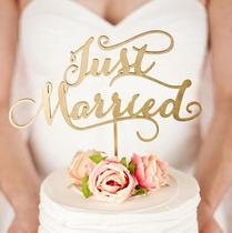 European and American wooden just married cake per wedding cake plug-in ornaments