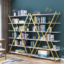 The offices golden rows of bookshelves against the wall have floor-to-ceiling Nordic metal multi-storey shelves display shelves for storage shelves
