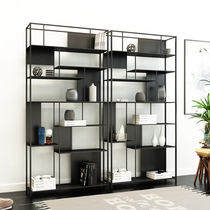 Modern simple bookshelf living room light luxury decoration shelf wrought iron partition display shelf floor-to-ceiling creative entrance bookcase