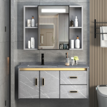 Space aluminum light luxury bathroom cabinet combined toilet washwash wash basin smart mirror cabinet