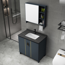 Floor-landing rock bathroom cabinet combined modern simple wash basin one toilet wash table light luxury wash basin