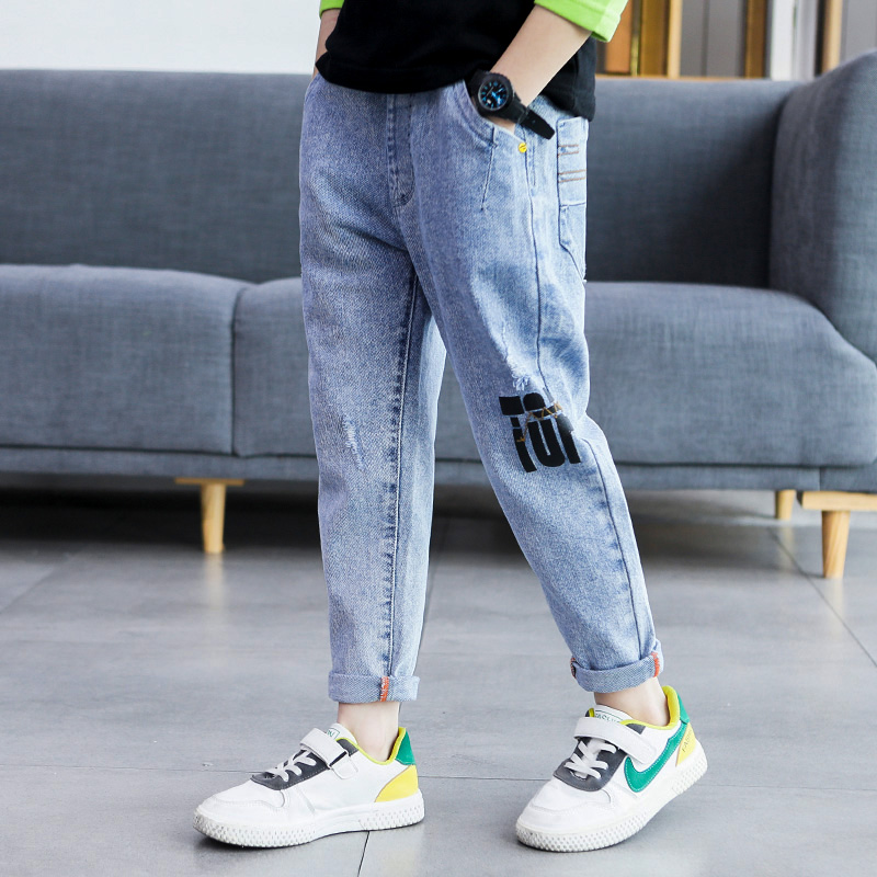 Boy spring autumn style casual jeans 2022 new fall handsome chic wave boy boy children boy long pants cool 