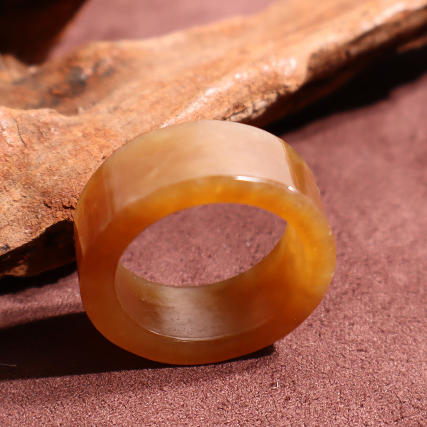 Jade Jubilee Jewelry Promotion Hotan Jade Xinjiang Oily Waxy High Fat Brown Sugar Jade Ring 18mm Ring Ring A9
