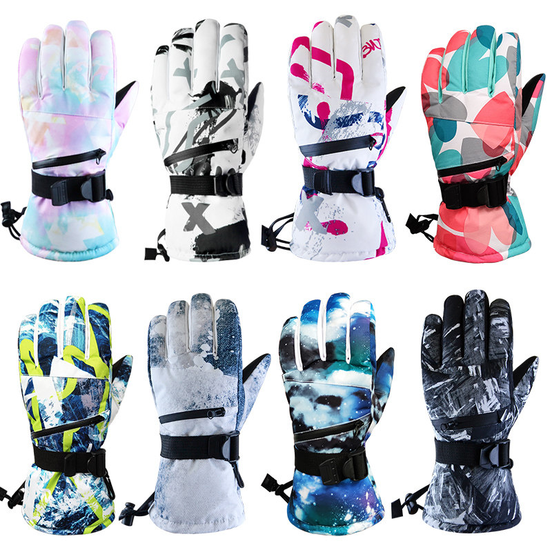 Professional ski gloves touch screen play mobile phone men winter women riding cycling plus plus plus thick windproof waterproof warm play snow