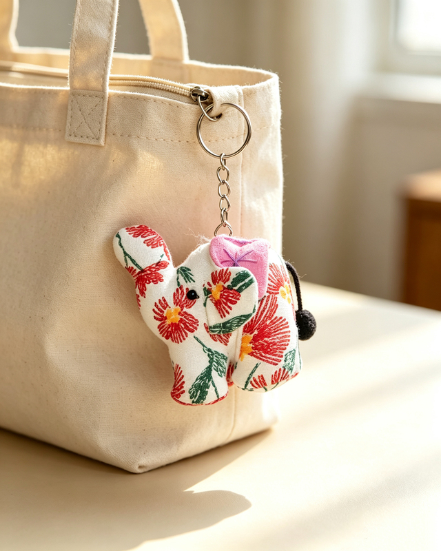 Thai Fabric Elephant Creative Gift Keychain Travel Pendant Keyring Cute Elephant Fresh Style Souvenir