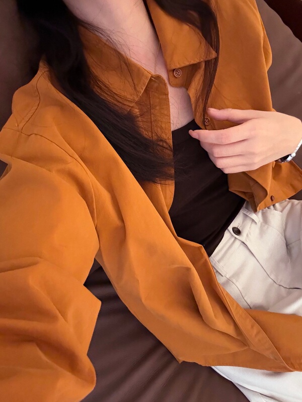 Korean-Style Lazy Corduroy Long-Sleeved Shirt, Caramel-Colored Loose-Fitting Slimming Mid-Length Shirt-Style Jacket Korean-Style Lazy Corduroy Long-Sleeved Shirt, Caramel-Colored Loose-Fitting Slimming Mid-Length Shirt-Style Jacket