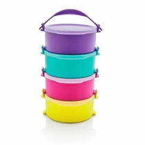 Tupperware Kali portable round bowl 4-piece set with handle microwave lunch box sealed fresh-keeping box 550ml