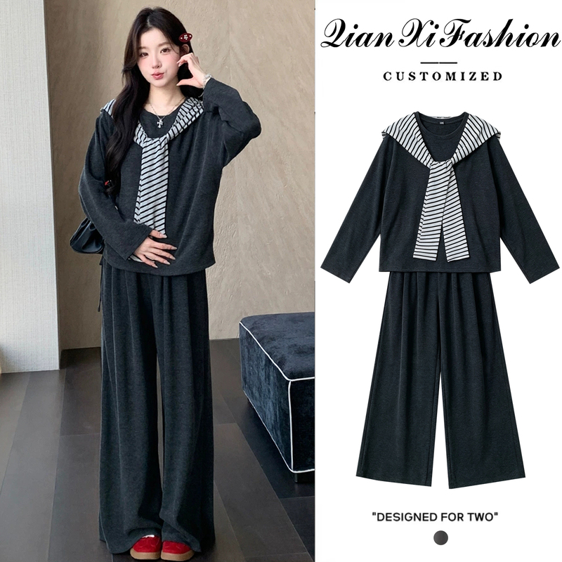 Maternity Autumn Outfit 2026 New Style Set Stylish Pregnancy Wear Shawl Top Loose Slimming Wide-Leg Pants Three-Piece Set Maternity Autumn Outfit 2026 New Style Set Stylish Pregnancy Wear Shawl Top Loose Slimming Wide-Leg Pants Three-Piece Set