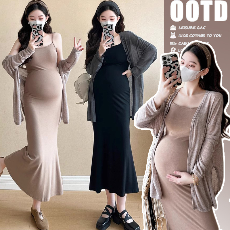 Maternity Summer Dress 2026 New Set Spring and Summer Pregnancy Wear Slim Fit Suspender Skirt Two-Piece Set Maternity Summer Dress 2026 New Set Spring and Summer Pregnancy Wear Slim Fit Suspender Skirt Two-Piece Set