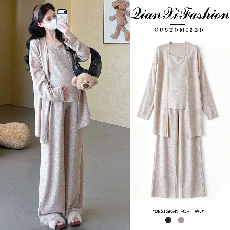 Maternity Wear Autumn Set 2026 New Style Top That Doesn'T Show Pregnancy, Stylish and High-End Wide-Leg Pants Outfit Complete Set Maternity Wear Autumn Set 2026 New Style Top That Doesn'T Show Pregnancy, Stylish and High-End Wide-Leg Pants Outfit Complete Set