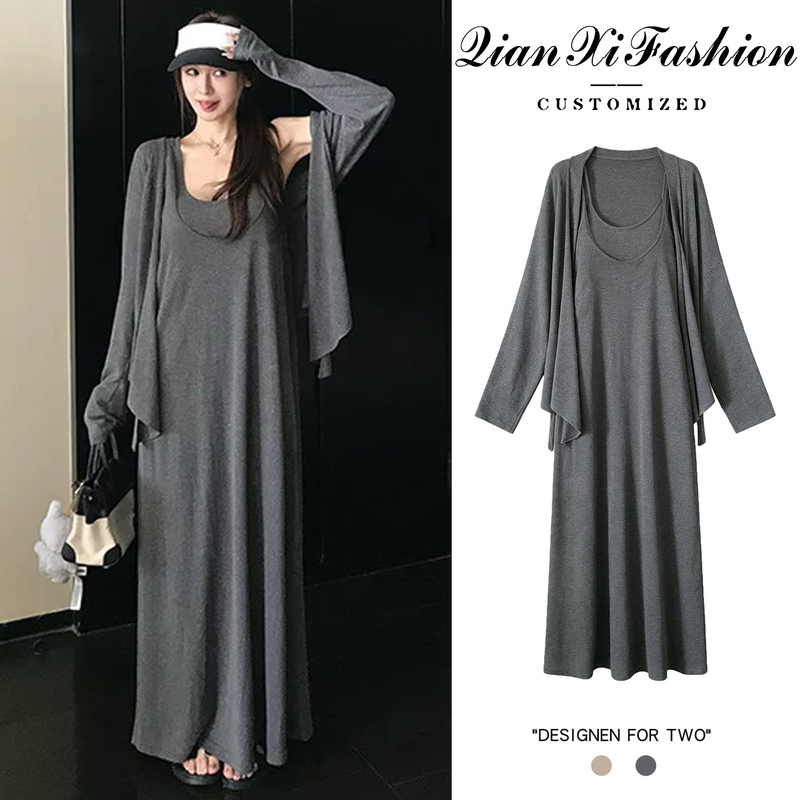 Maternity Autumn Clothing 2026 New Set, Fashionable and Lazy Style for Pregnancy, Sun Protection Cardigan, Plus Size Tank Dress Two-Piece Set Maternity Autumn Clothing 2026 New Set, Fashionable and Lazy Style for Pregnancy, Sun Protection Cardigan, Plus Size Tank Dress Two-Piece Set