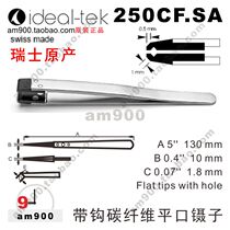 Swiss tweezers 250CF SA with hook carbon brazed Wei flat mouth tweezers Switzerland IDEAL-TEK original import